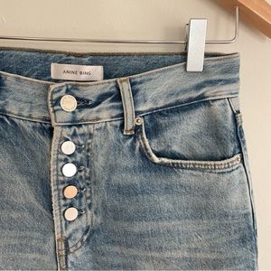 Anine Bing Etta Straight Leg Raw Hem Jeans Size 23